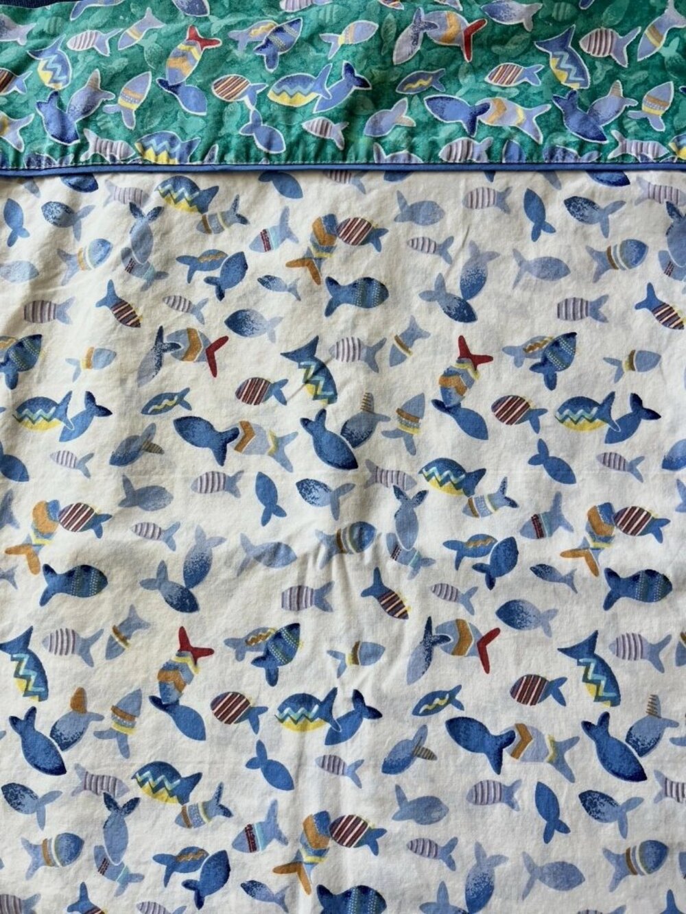 SHERIDAN AUSTRALIA TWIN Flat Sheet Fish 100% Cotton Blue Nautical Ocean Kids